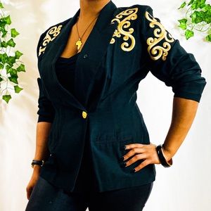 Vintage Joseph Ribkoff Gold & Black Long Blazer